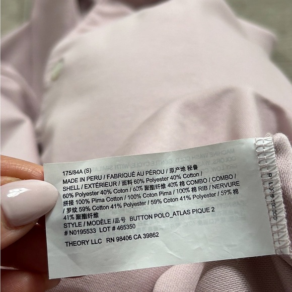 Theory Pink Button Front Polo Short Sleeve Shirt - Picture 5 of 8